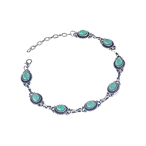 Vintage Türkis Fußkettchen für Mädchen Stil Strand Fußkettchen Armband Schmuck Fußkettchen verstellbare Größe Schwarzes Armband