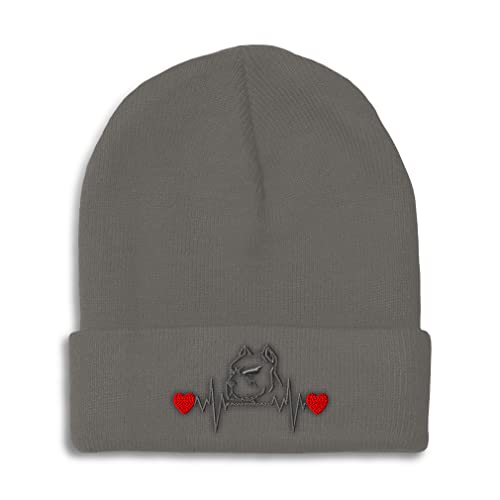 Custom Beanies for Men Dog Pit Bull Lifeline A Embroidery Dogs Animal Winter Hats for Women Acrylic Skull Cap 1 Size Dark Grey Personalized Text Here