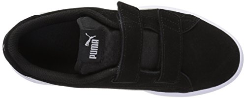 Image of PUMA Girls' Smash V2 Hook and Loop Sneaker, Elderberry-Indigo-Silver-White, 2 M US Little Kid