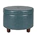 HomePop Round Leatherette Storage Ottoman with Lid, Teal