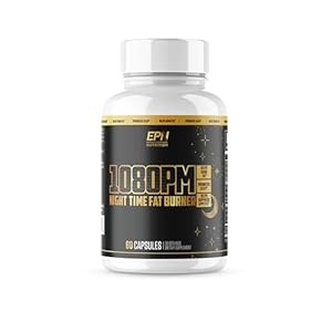 1080PM Thermogenic Night Time Fat Burner | #1 Sleep Aid Fat Loss Supplement to Reduce Fat, Suppress Appetite, Boost Metabolism, Fall Asleep Quicker for Longer w/Melatonin, CLA + More – 60 Capsules