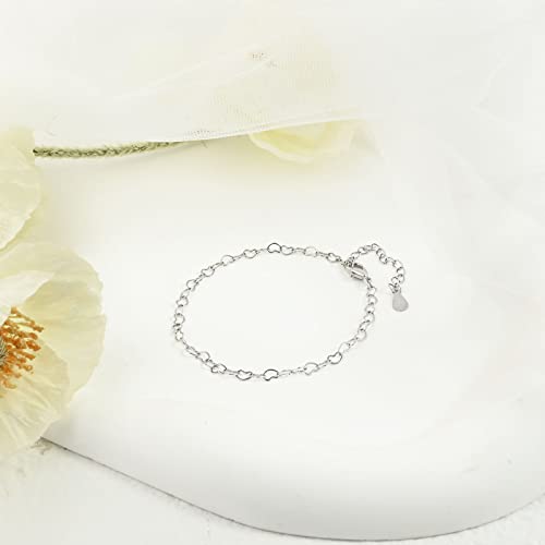 Heart Chain Bracelet 8 In Dainty Charm Bracelet Silver Bracelet For Love Heart Jewelry For Women Mother Teen Girls #TOP4