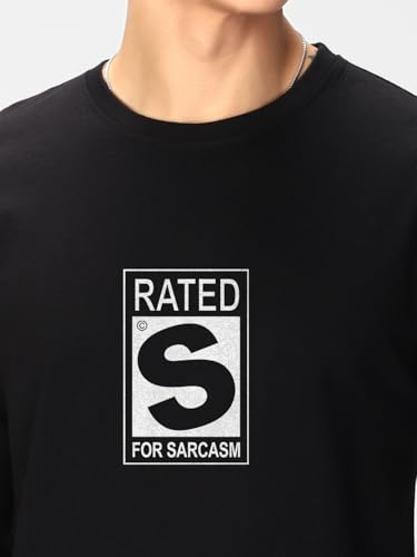 Image of Bewakoof Men Typography Regular Fit Full Sleeve Round Neck Pure Cotton T-Shirt