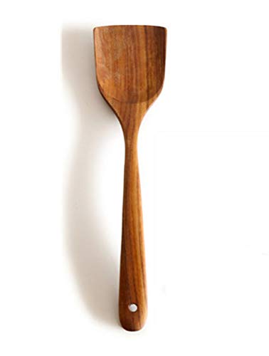 Holzspatel Kochutensilien Holzwender für Antihaft-Kochgeschirr Langer Griff Holz Küchenspatel Ideal für Pfanne und Wok Eckwender Cover