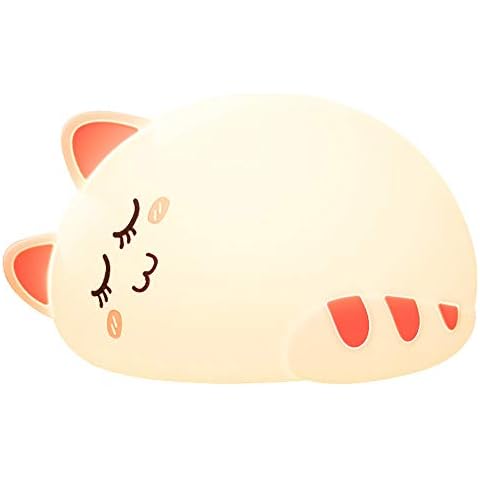 FASBEL Cute Cat Silicone Night Light Baby Kids Nursery Night Lamp Rechargeable 7 Color Bright Night Lights (3) Cover