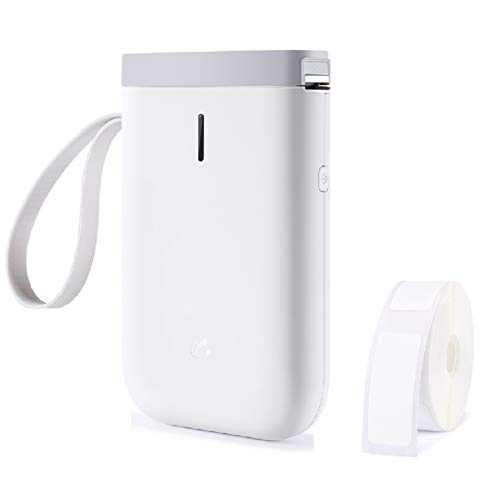D11 Label Maker, Portable Bluetooth Label Maker Mini Handheld Wireless Label Printer Machine with Tape for Phone Pad to Office Home Organization Use (White)