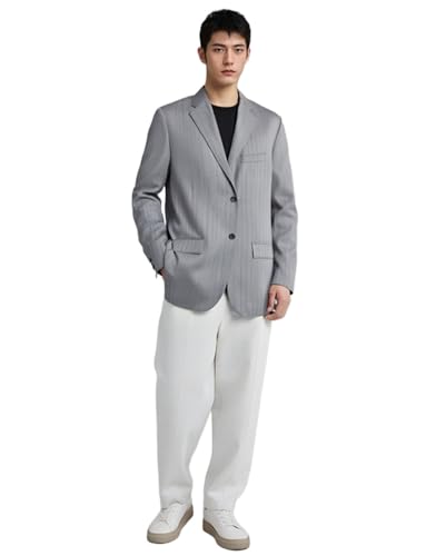 Men's Suit 2-Pieces Stripe Jacket and Solid Pants Single Breasted Office Work Tuxedos