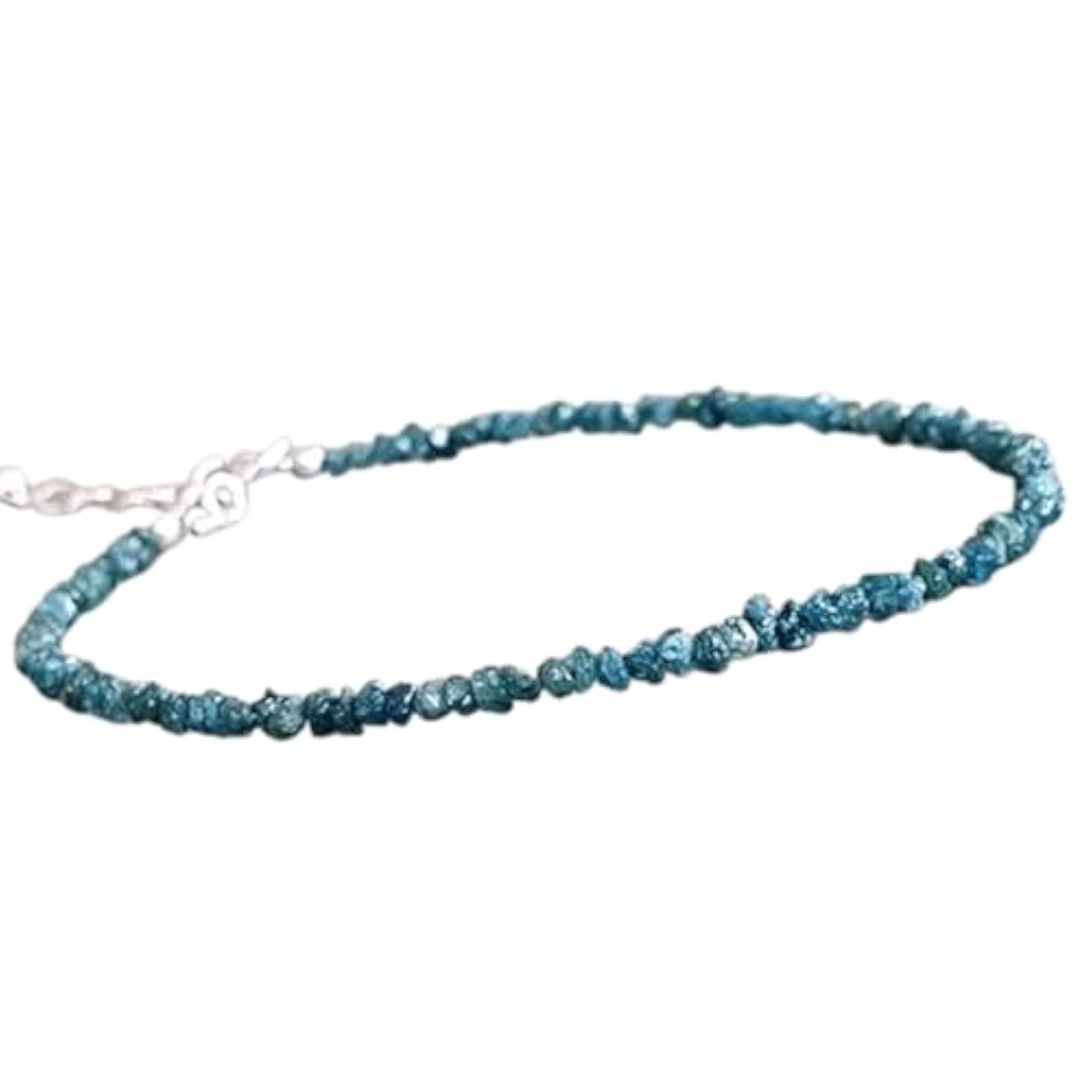 Blue Diamond Nugget Rough Beaded Bracelet, Adjustable for Men & Women