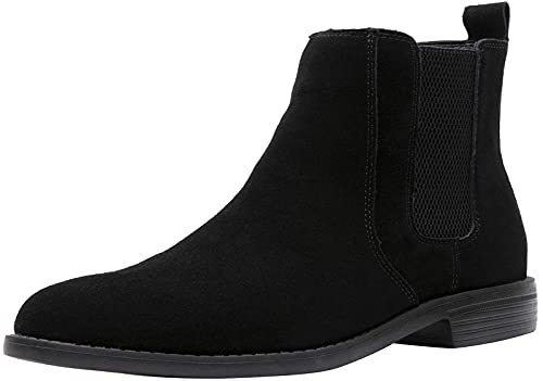 Jions Men Chelsea Slip On Suede Boots Lightweight Leather Casual Dress Ankle Boot A/Black 46/11 M Us #TOP8