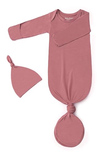 Image of Baby Noah Newborn Knotted Gown for Boy Girls, Newborn Coming Home From Hospital Outfit, Baby Tie Gown Nightgown