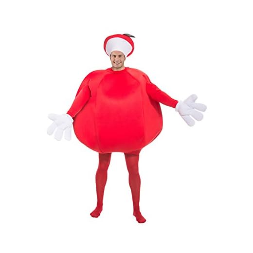 Red Apple Costume Unisex Fruit Costumes for Adults with Apple Stem Hat Standard