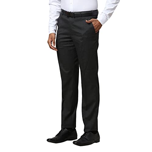 Image of Park Avenue Men's Poly Viscose Blend Checks Small Pattern Smart Fit Flat Front Formal Trouser