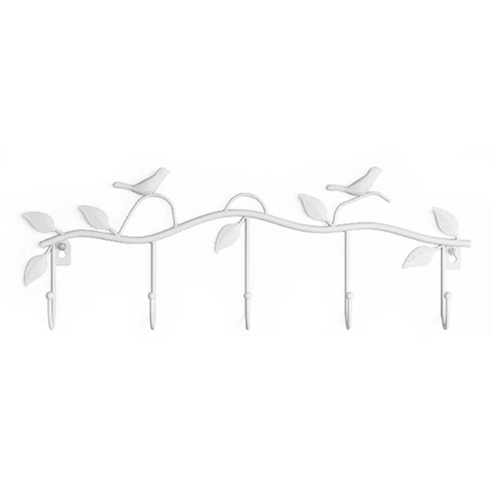 YQINQIN83B Coat Hangers Iron Crafts, Sheet Hanger, Wall-Mounted Bird Hook, Rack, Balcony, Black, White, Bronze, 5 Hooks for Bedroom(White)