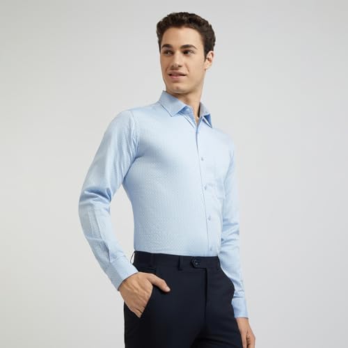 Image of Raymond Slim Fit Pure Cotton Structure Pattern Semi Cut Away Collar Formal Shirt