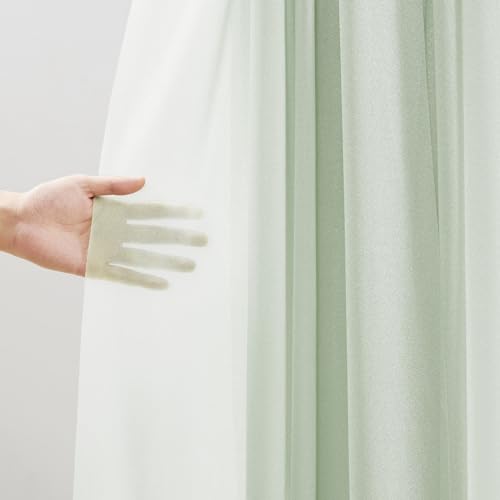 Image of 30 inch x 20Ft Wedding Arch Draping Fabric, 1 Panel Sage Green Sheer Curtain Drapes Extra Wide & Long Backdrop Curtains for Wedding Arch Ceremony Birthday Party Decorations