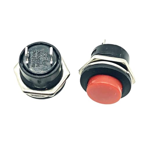 Bouton-poussoir momentané rouge R13-507 16mm 3A pour circuits électriques