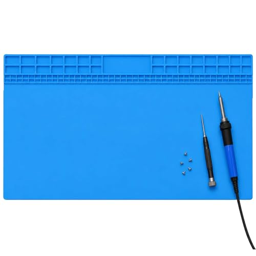 Lötmatte Extra Groß Silikon 70 * 40cm Magnetmatte Soldering Mat Arbeitsunterlage Werkstatt Antistatik Werkbank Matte 500 Hitzebeständige für Reperatur Schweißen DIY Perlen
