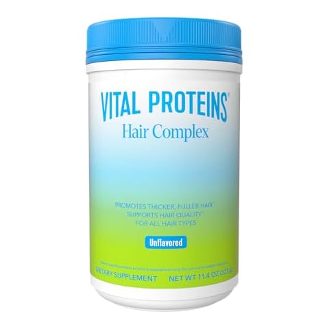 Vital Proteins Collagen Peptides + Biotin 10000mcg Hair Complex, Hair Growth Supplement - Clinically Studied Lustriva to Promote Thicker Fuller Hair, 20g Unflavored Collagen for Women 11.4oz Powder Cover