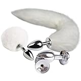 Orirya アナルプラグ 尻尾 アナルビーズ アナル拡張 あなる開発 男性 女性用 アダルトグッズ 男性用 アナルグッズ 大人のおもちゃ女性用 smグッズ かわいい 猫 キツネ コスプレ 仮装 あなるぷらぐ 開発 初心者 しっぽ あなるプラグ 4個金属プラグ 尻尾セット 白いウサギ&40cmしっぽ