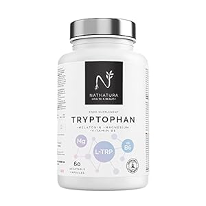 Tryptophane avec magnésium + mélatonine + vitamine B6. Tryptophane pour réduire le stress et l’insomnie. Tryptophane avec mélatonine et magnésium pour un sommeil réparateur. 60 gélules.