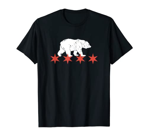 Bär Chicago Flagge City Lover Custom Vintage T-Shirt