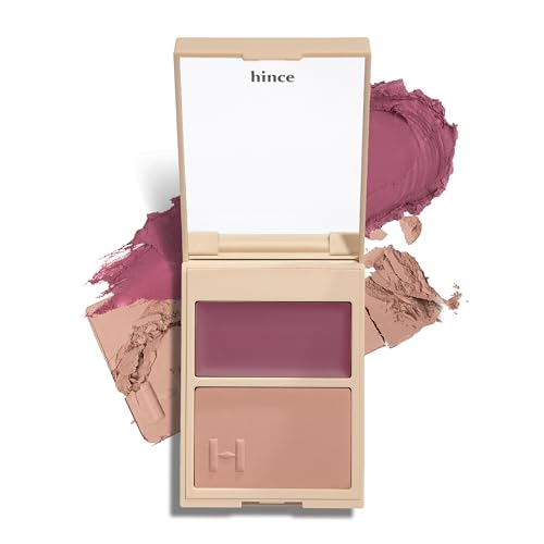 hince True Dimension Layering Cheek - Cream & Pressed Powder 2 Different Shades & Textures - Silky Seamless Long Lasting Blush Makeup - Muted Beige & Elegant Rose Beige (1, REFINEMENT, L004)