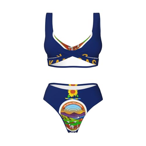 Ensemble bikini 2 pièces Kansas State Flag imprimé graphique vacances - 5