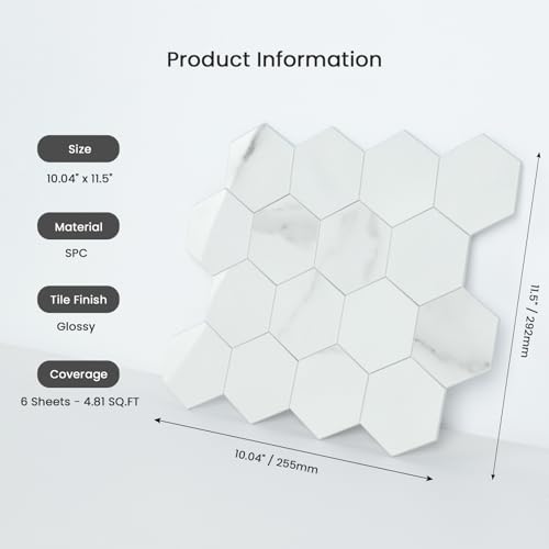 Azulejo hexagonal blanco Carrara para salpicaderas de cocina modernas y luminosas 3