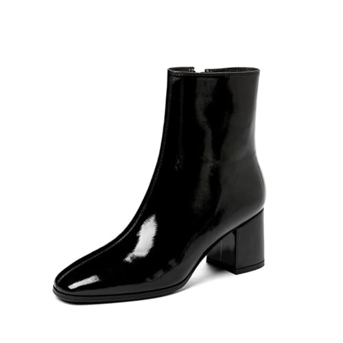 AEGNONGL patent leather chunky heel boots image