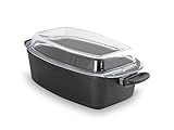 Lieblingspfanne Bräter Großraumbräter Schmorpfanne Induktions Kasserolle eckig mit Glasdeckel Aluminium Guss ALLE Herdarten 33 x 22cm Höhe 11cm - Gesund Kochen mit Lieblingspfanne