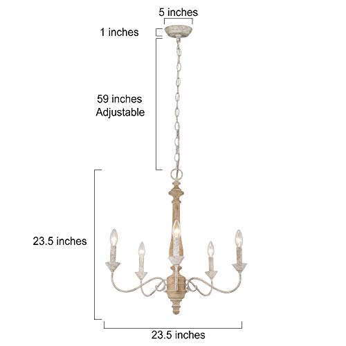 Log Barn Farmhouse Chandelier For Dining Room, French Country Chandeliers For Living Room, Bedroom, 5-Light, 23.5” Dia #TOP5