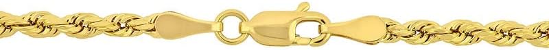 14K Real Gold Rope Chain Necklace for Men and Women - Cadena de Oro para Hombres y Mujeres - (14k - 3mm - 22 Inch) - Image 5