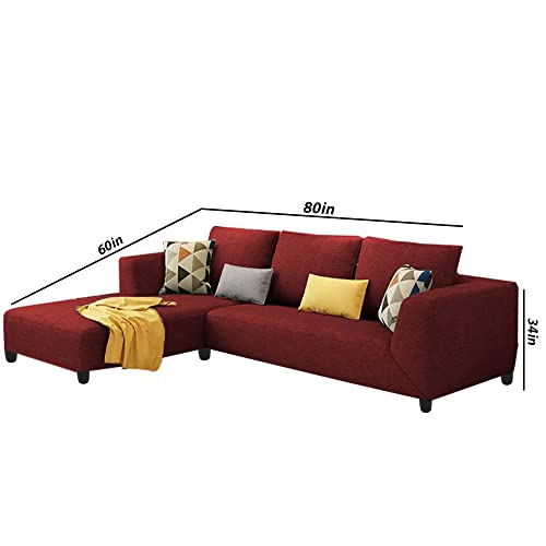 Image of Casaliving Minta LHS 4 Seater L Shape Sofa Set for Living Room (Maroon Fabric) Premium Fabric Sofa Set
