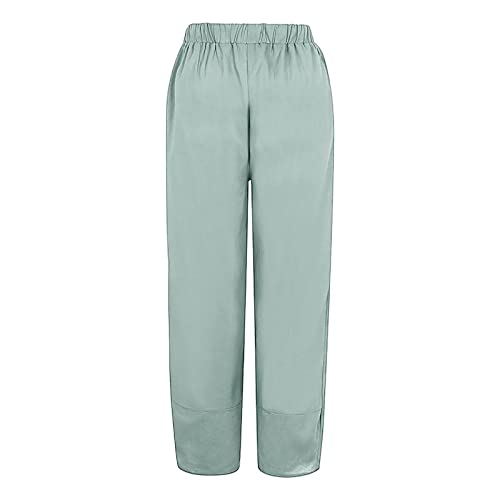Women's Cotton Linen Capri Pants Casual Cropped Baggy Trousers Comfy Loose Palazzo Lounge Pants with Pockets4