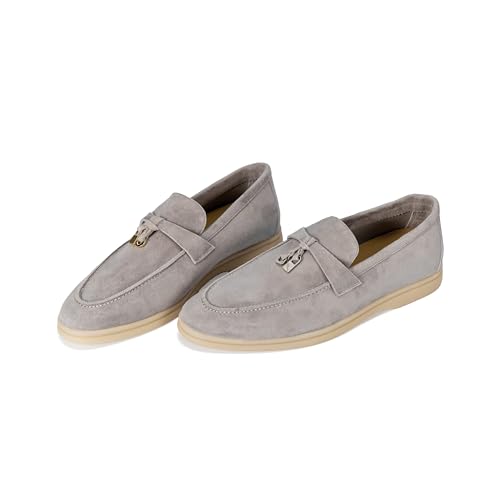 Image of Women's Summer Stroll Charms Premium Designer Suede Leather Loafers Shoes
