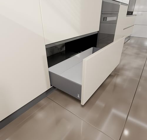LAPO alloy steel Tandem Box Drawer for Kitchen, Soft Close Tandem Drawer Box for Modular Kitchen Tandem Basket-Load Capacity 45 Kg (500mm/20 - Height-8") (Grey)