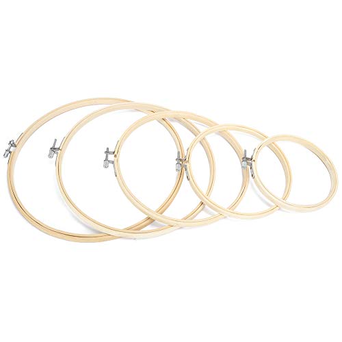 Aros de bordado de bambú natural en pack de 5 bastidores ligeros para costura a mano