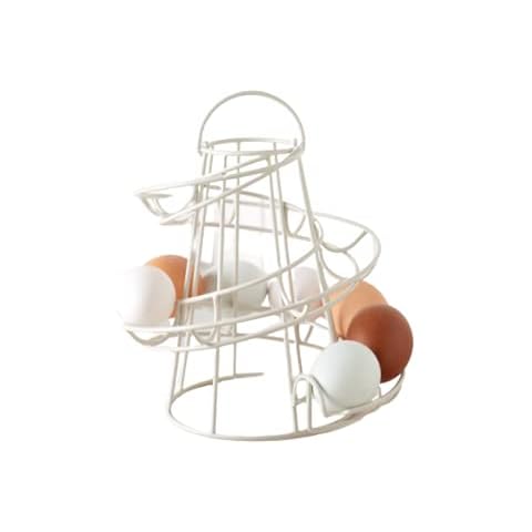 Egg Run Helter Skelter In Smoked White, Egg Holder Stand, Egg Rack With 19 Egg Capacity Cover