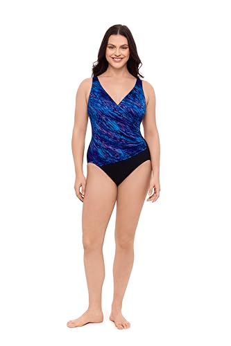 Women's Pleated Surplice One Piece Swimsuit