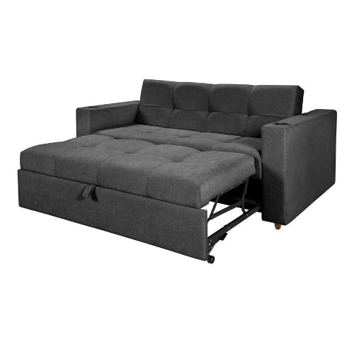 Sofá-Cama Austin Premium 3 Lugares Reclinável com Porta-Copos Casa Imperial (Pompéia Chumbo 208)