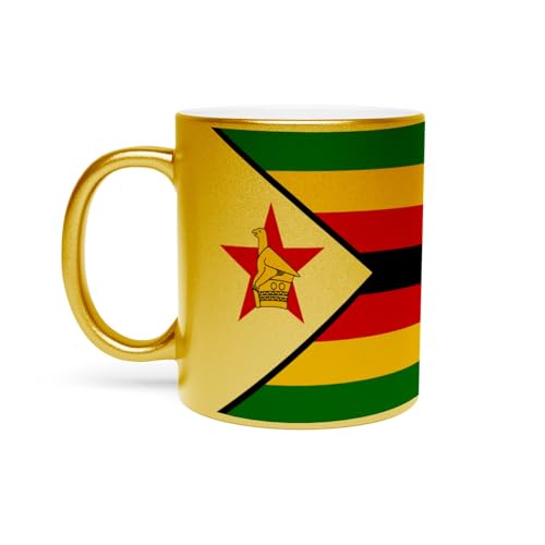 Fabulous Mug Doré en Céramique Chromé - Drapeau Zimbabwe Football Sport Equipe Nationale Afrique - 325 ml