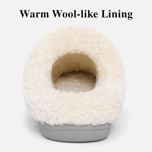 Image of Evshine Warm Knit House Slippers for Women Comfy Wool-Like Lined Chenille Slippers with Memory Foam and Indoor Outdoor Soles