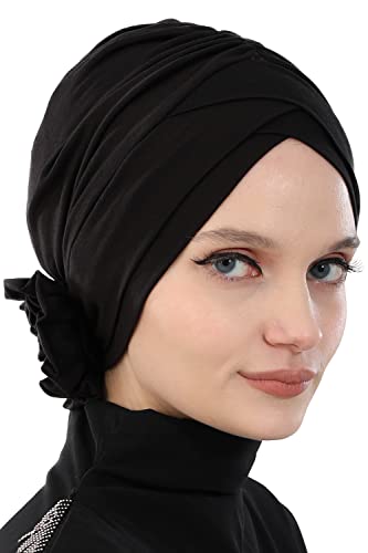 Aisha's Design Instant Turban Head Wraps for Women, 95% Cotton Scarf Hijab Shirred Design, Chemo Cancer Headwear