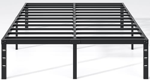 NEW JETO Metal Bed Frame, Full Size with Storage, 18 Inch