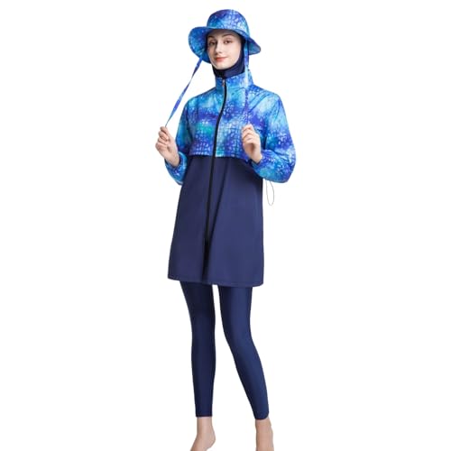 Tankini bleu manches longues taille XXXXL avec bonnet natation