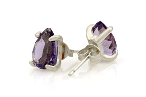 Boucles d'oreilles améthyste et argent Anémone en pierre de naissance - 3