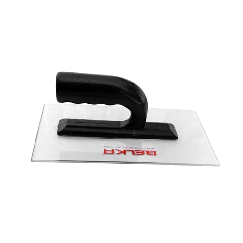 Belka Truelle transparente en plastique | Truelle à lisser | Truelle de maçon | Truelle en plastique | Truelle de plâtrage | Truelle de plâtre | 240 x 140 mm | Poignée souple antidérapante – Lisseur