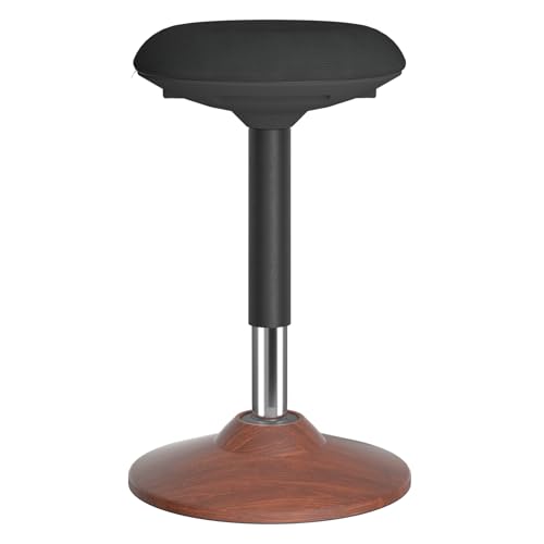 Image of Wobble Stool for Standing Desk,19.7 inch-27.5 inch Height Adjustable,Walnut | ERGO COLLECT Anti-Fatigue Active Stool,Upgraded Non-Slip Base&Full Swivel,Widened Cushion,440lbs Capacity,for Home Office