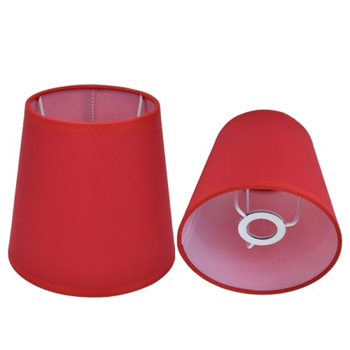 2 Pcs Lamp Shade, 6" E14 Screw Fabric Light Shade, Candle Lampshades, Tapered Drum Light Shade for Table Lamps Floor Lamps Chandeliers Wall Lamps, Red - Image 7