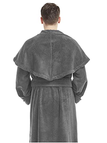 Arus Men’s Big & Tall Long Monk Robe Hooded Full Length Turkish Cotton Bathrobe3